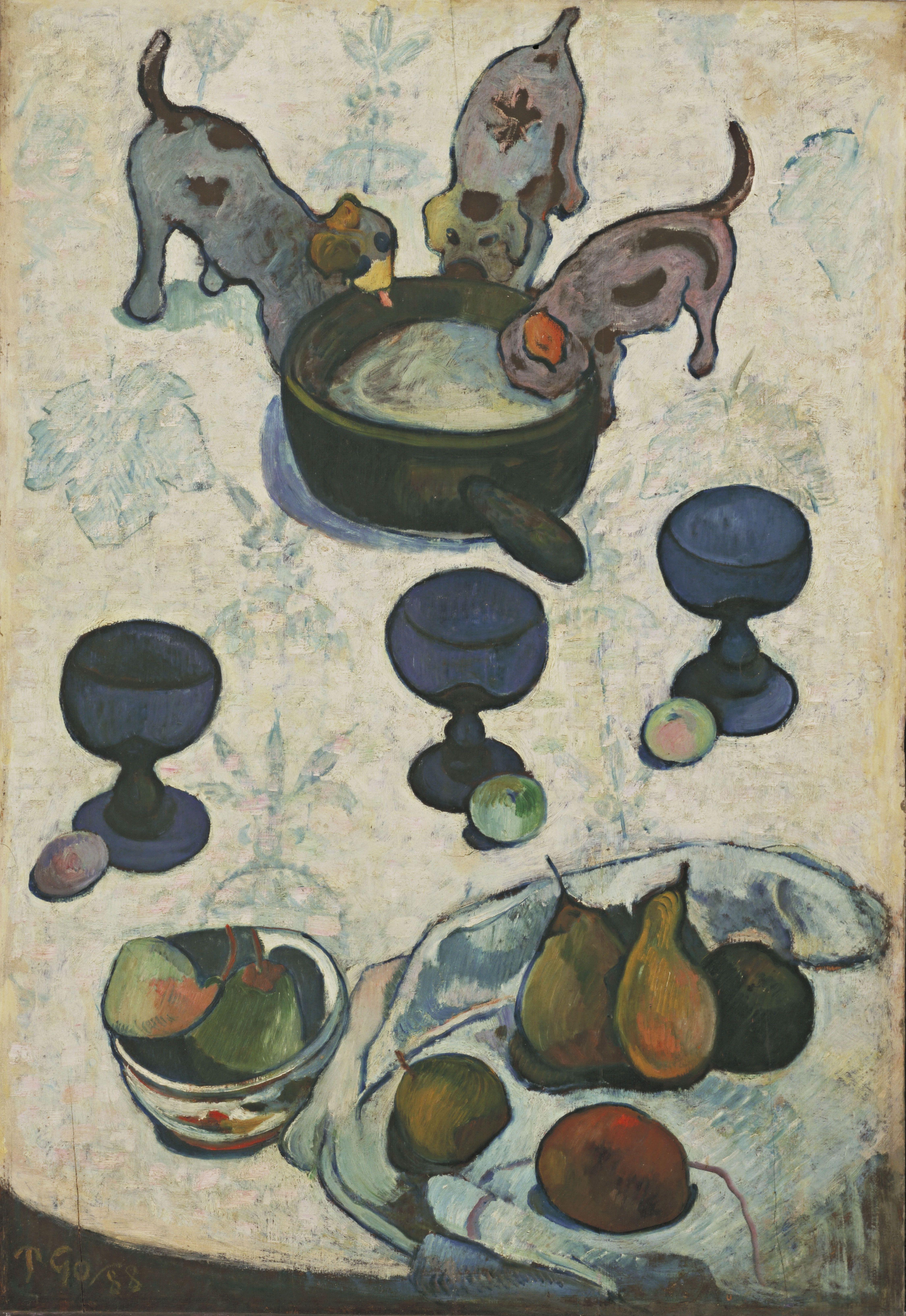Still Life with Three Puppies by Paul Gauguin